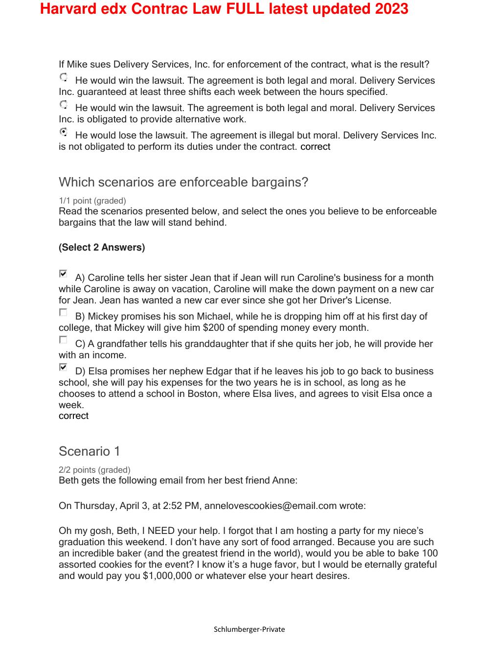 Preview page 6 of Harvard edx Contrac Law FULL latest updated 2023