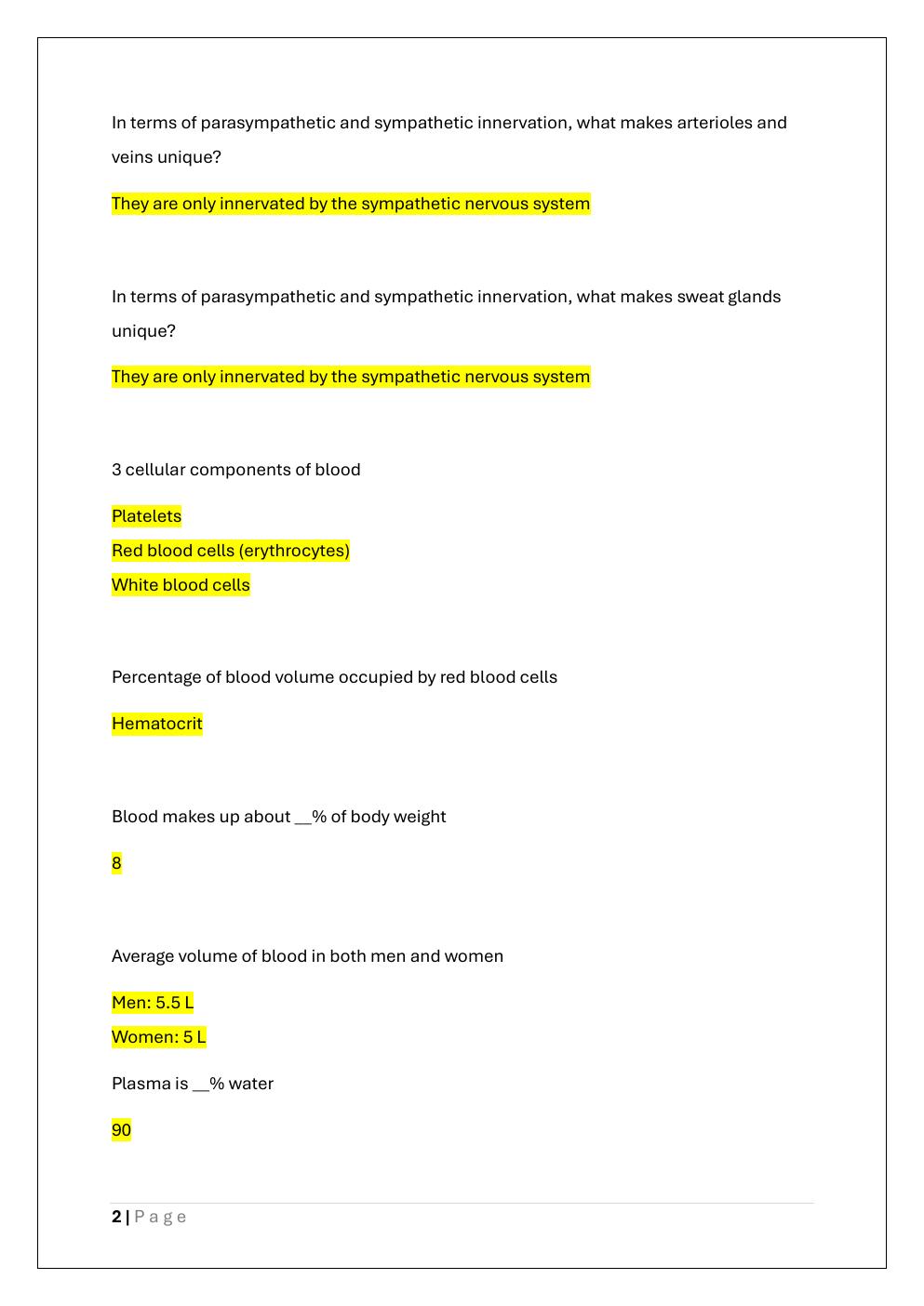 Preview page 2 of Human Physiology BIOL 385 Exam 2 /BIOL 385  Exam 2 UWSP Test