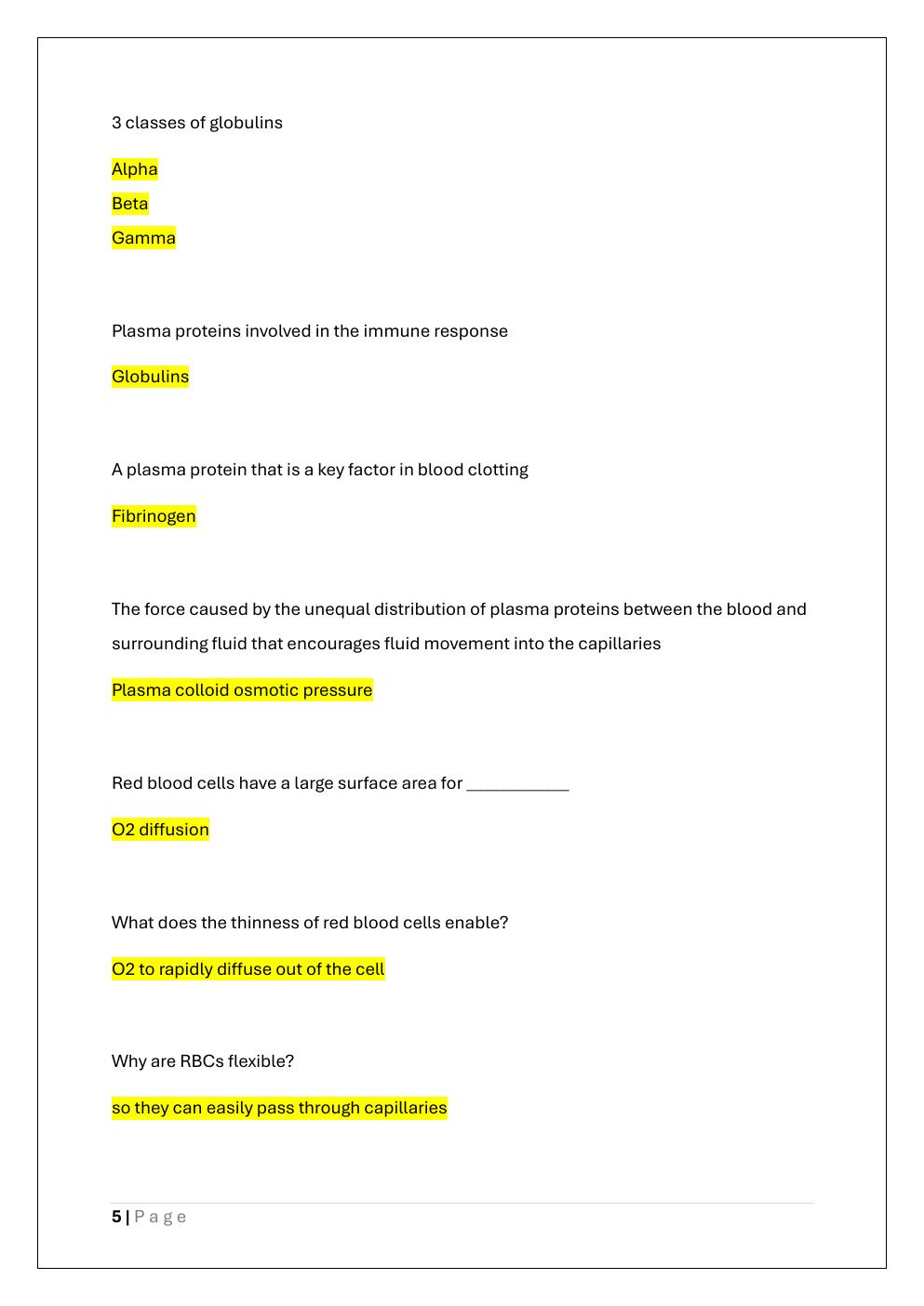 Preview page 5 of Human Physiology BIOL 385 Exam 2 /BIOL 385  Exam 2 UWSP Test