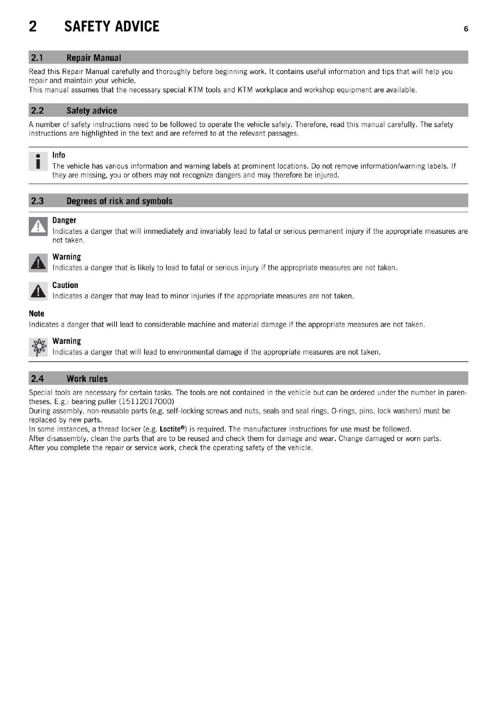 Preview page 8 of KTM 2015 - RC 390 - Service Workshop Repair Manual