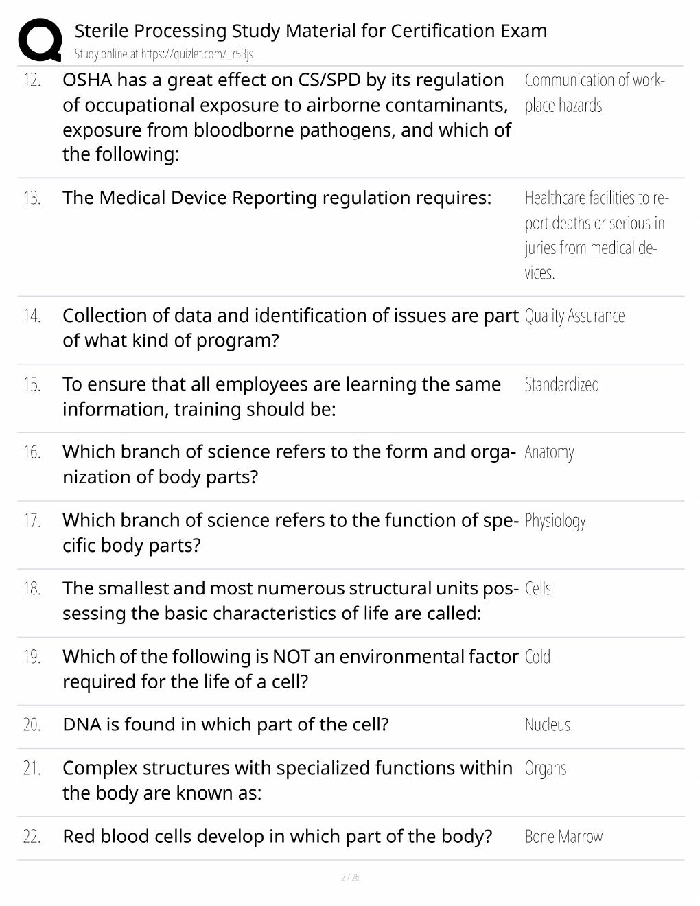 Preview page 2 of Sterile Processing Study Guide / Certification Exam Prep / Score 100% / 2025 Update