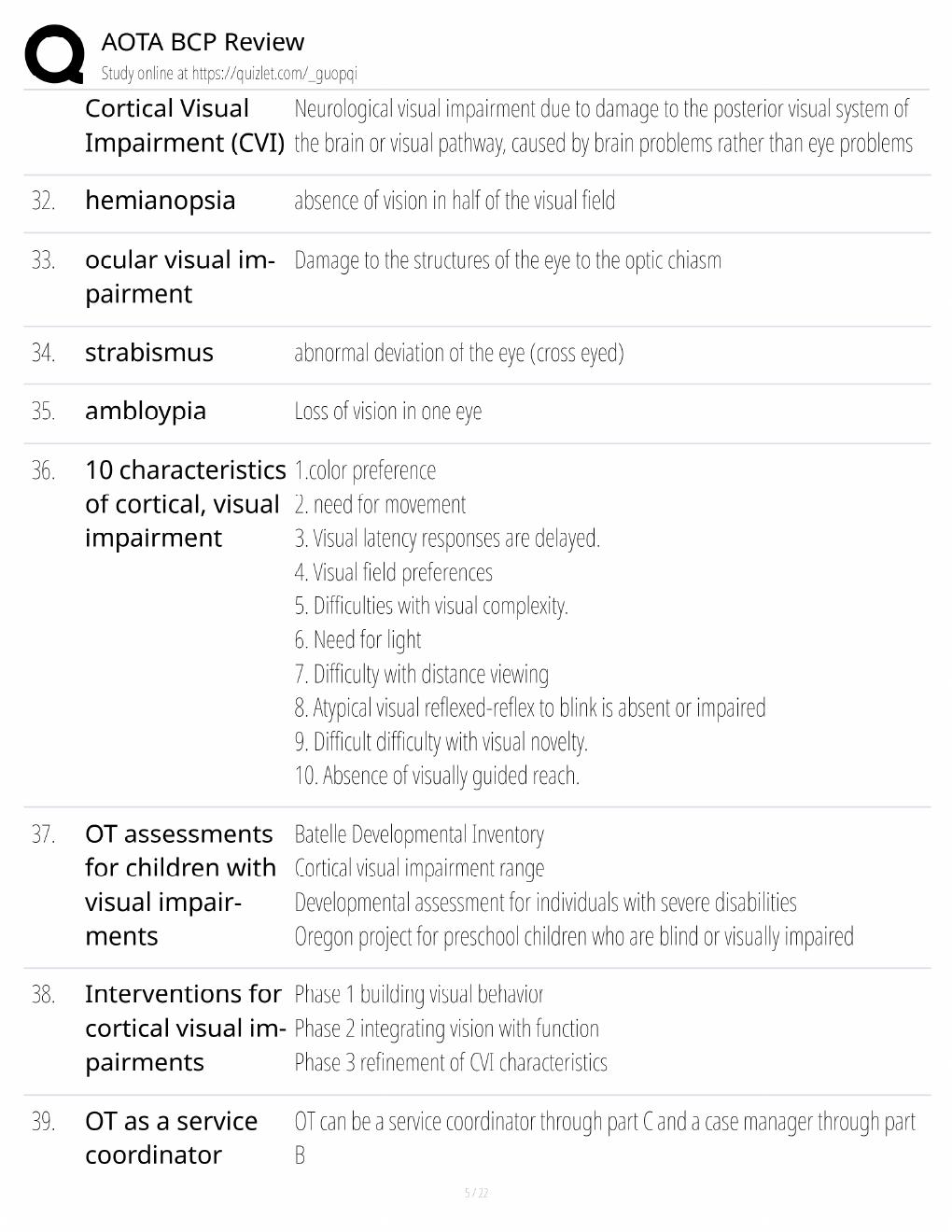 Preview page 5 of AOTA BCP Review Study Guide / Pediatric Board Certification Exam Prep / Score 100% / 2025 Update