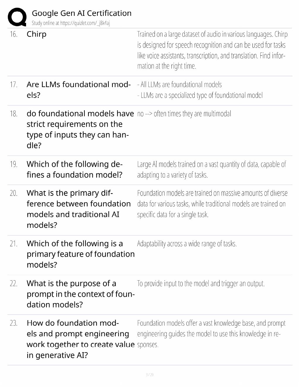 Preview page 3 of Google Gen AI Certification Study Guide / Generative AI Leader Exam Prep / Score 100% / 2025 Update / Exam Prep