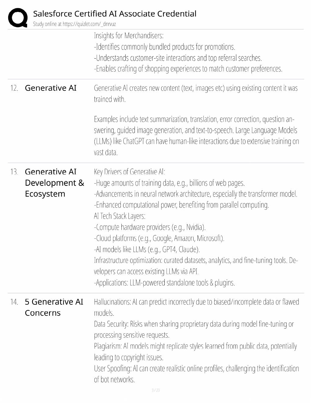 Preview page 3 of Salesforce AI Associate Study Guide / Certification Exam Prep / Score 100% / 2025 Update / Exam Prep