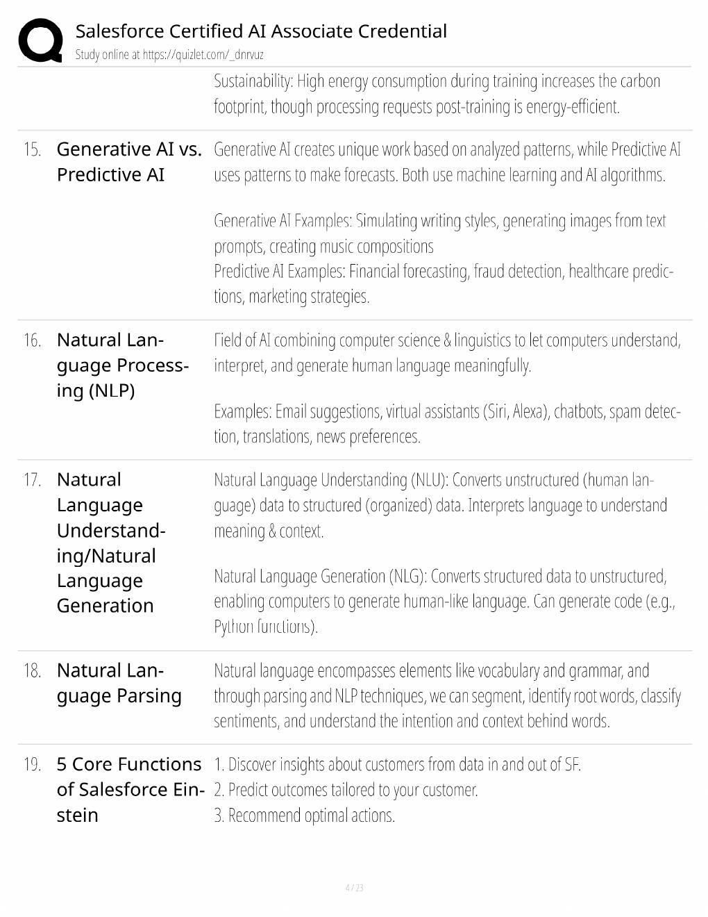 Preview page 4 of Salesforce AI Associate Study Guide / Certification Exam Prep / Score 100% / 2025 Update / Exam Prep
