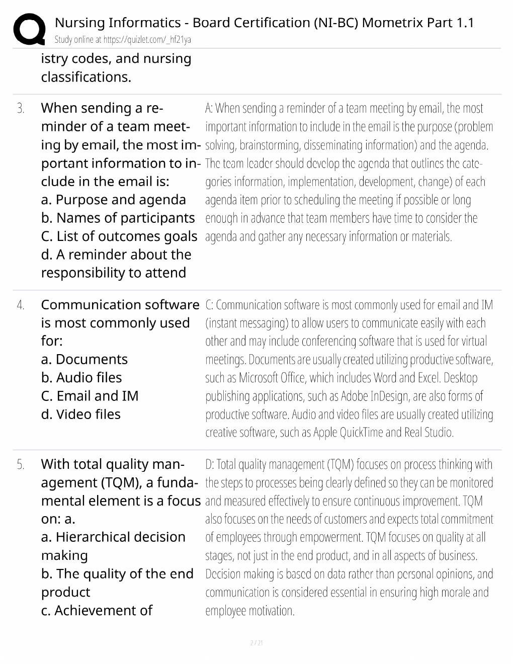 Preview page 2 of NI-BC Mometrix Study Guide / Nursing Informatics Part 1.1 / Score 100% / 2025 Update / Exam Prep