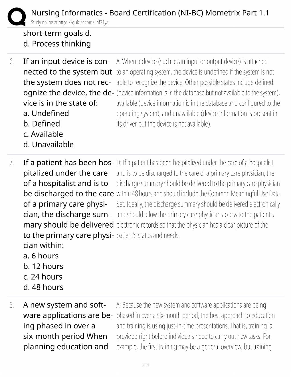 Preview page 3 of NI-BC Mometrix Study Guide / Nursing Informatics Part 1.1 / Score 100% / 2025 Update / Exam Prep