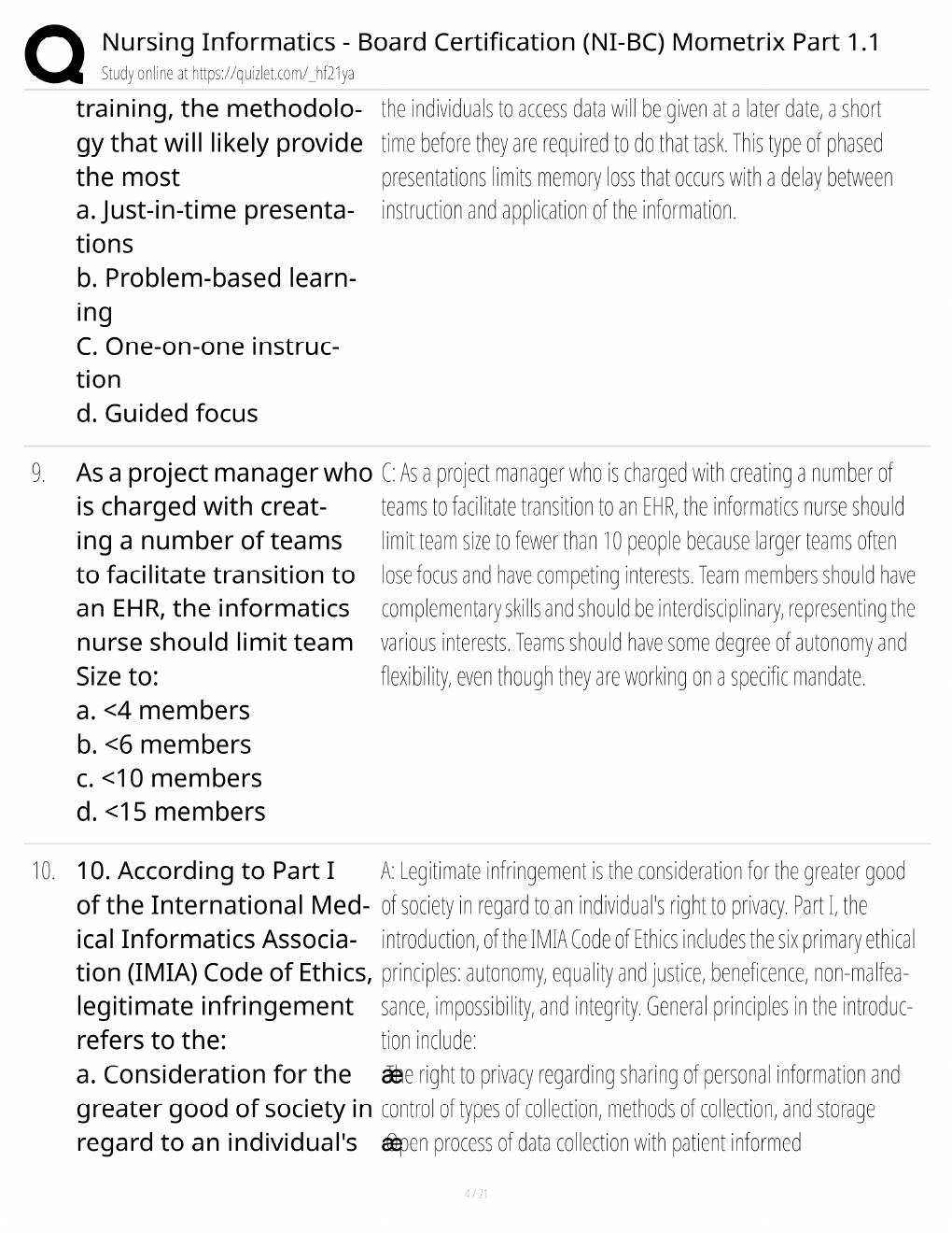 Preview page 4 of NI-BC Mometrix Study Guide / Nursing Informatics Part 1.1 / Score 100% / 2025 Update / Exam Prep