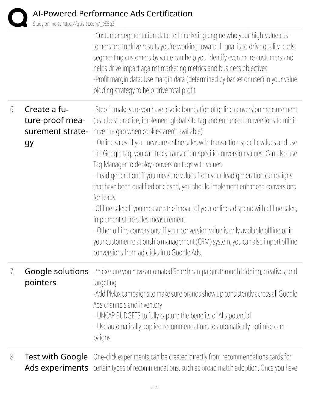 Preview page 2 of AI-Powered Performance Ads Study Guide / Google Certification Exam Prep / Score 100% / 2025 Update