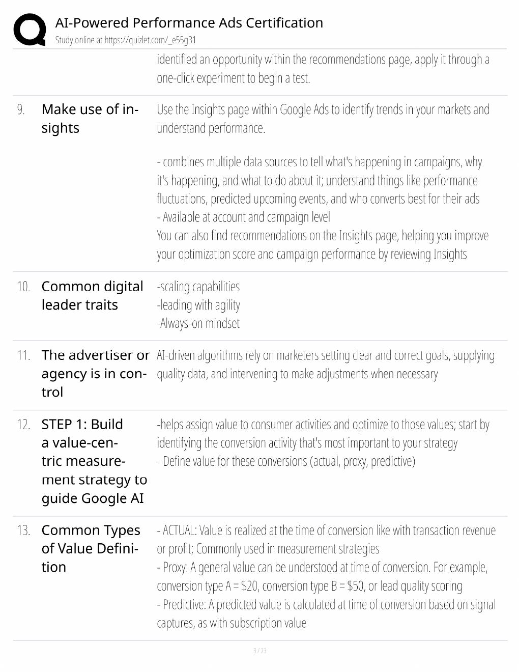 Preview page 3 of AI-Powered Performance Ads Study Guide / Google Certification Exam Prep / Score 100% / 2025 Update