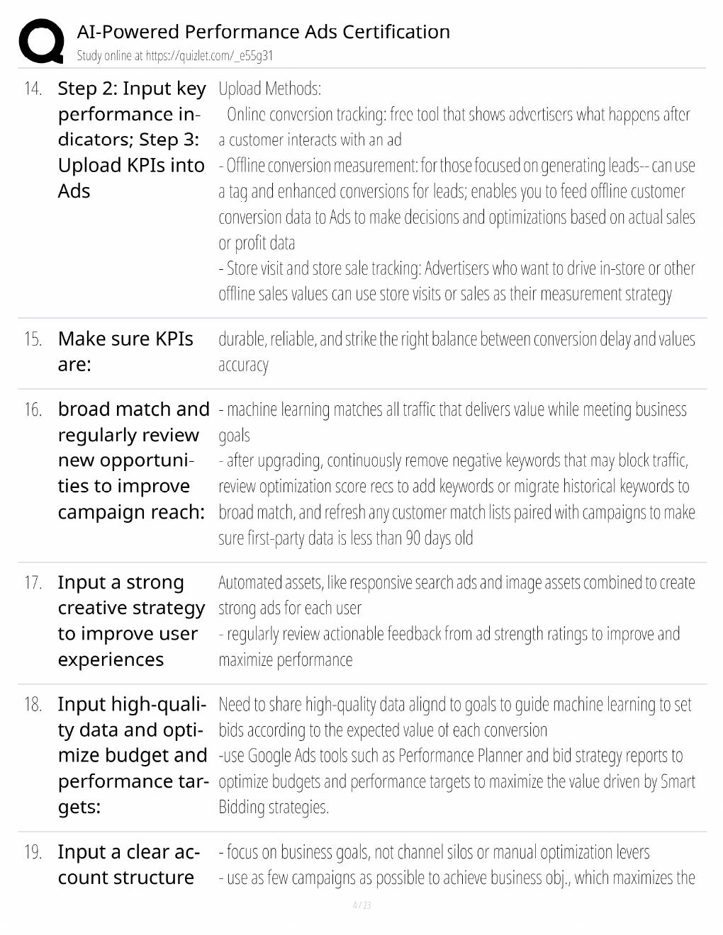 Preview page 4 of AI-Powered Performance Ads Study Guide / Google Certification Exam Prep / Score 100% / 2025 Update