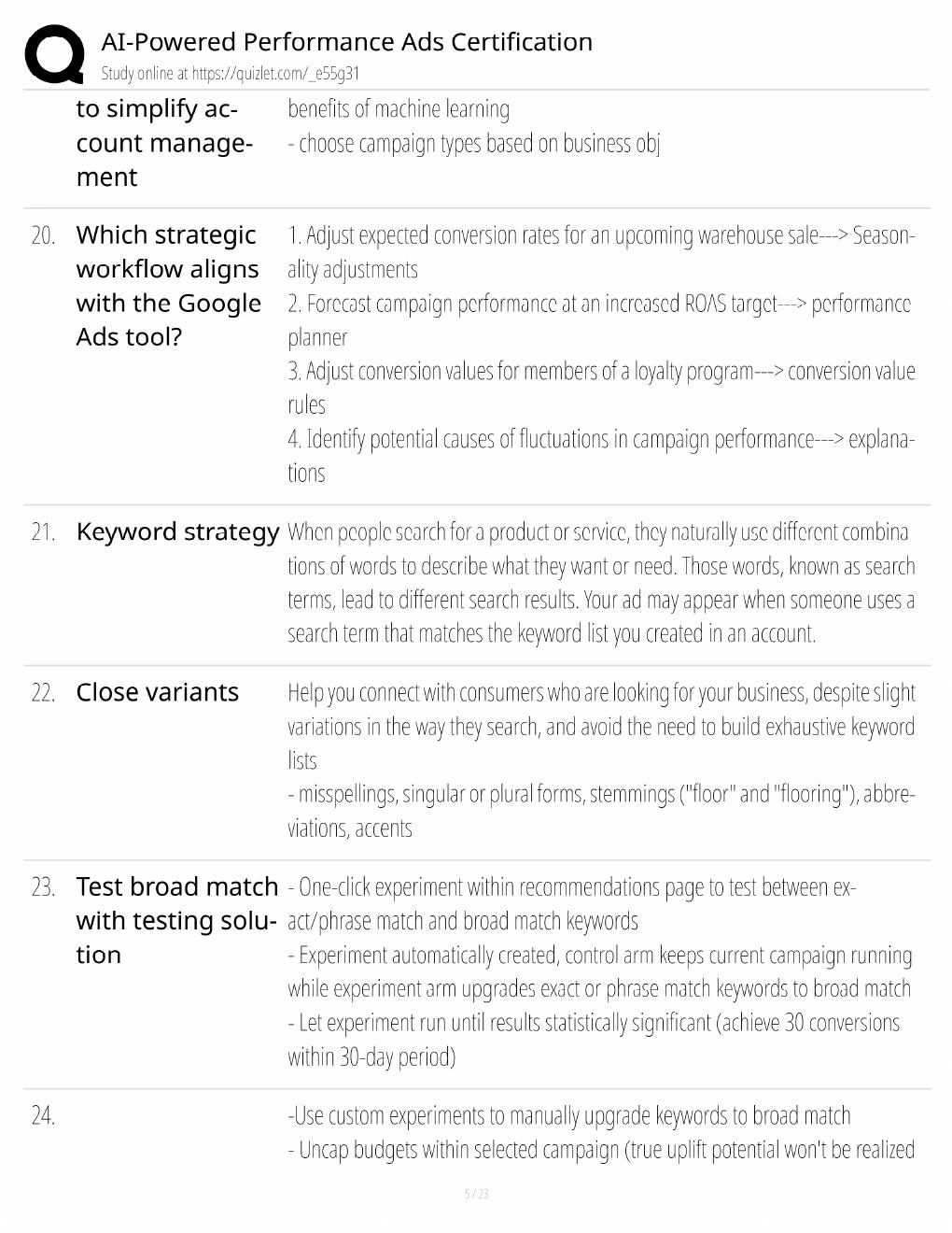 Preview page 5 of AI-Powered Performance Ads Study Guide / Google Certification Exam Prep / Score 100% / 2025 Update