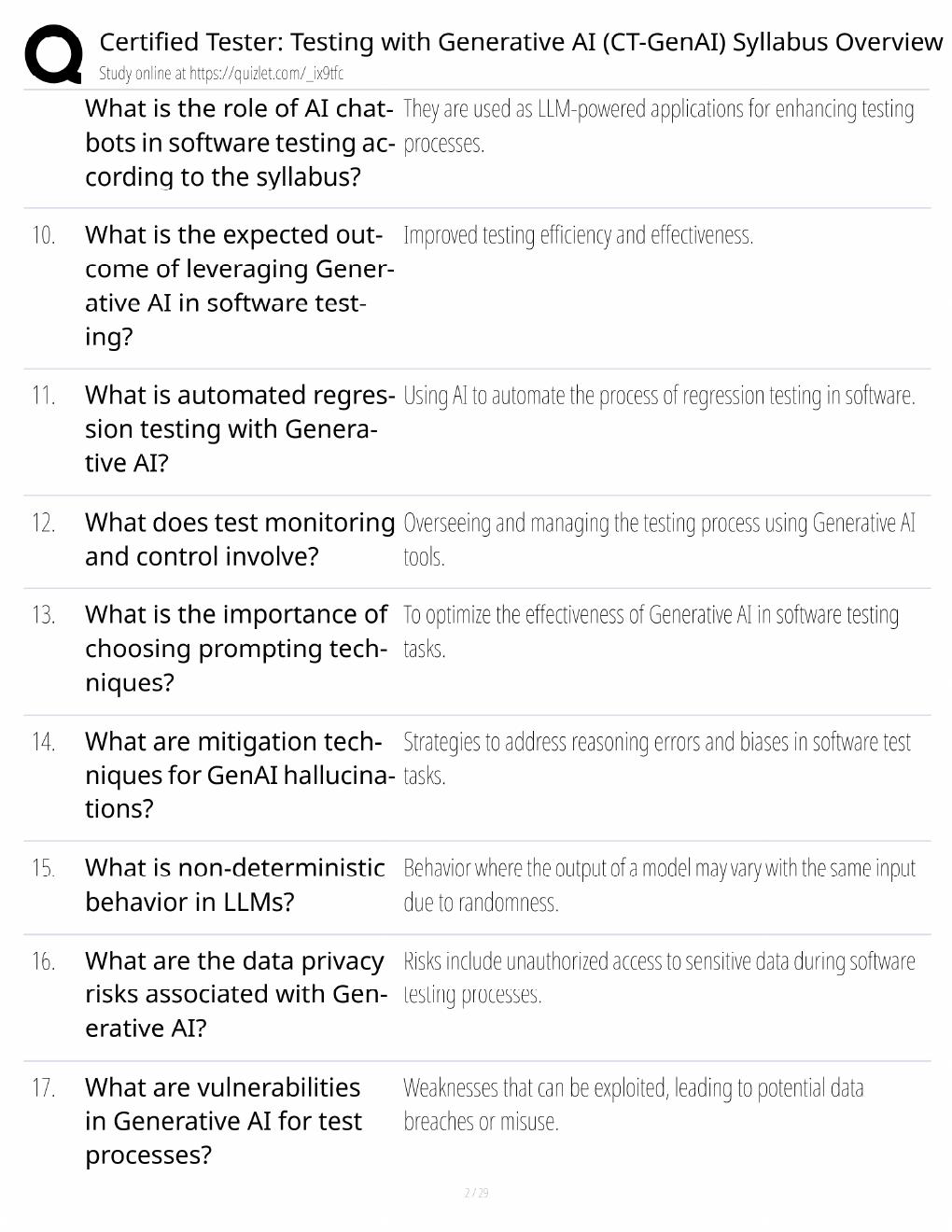 Preview page 2 of CT-GenAI Study Guide / Testing with Generative AI Certification Exam Prep / Score 100% / 2025 Update