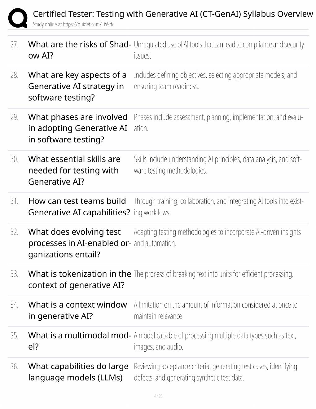 Preview page 4 of CT-GenAI Study Guide / Testing with Generative AI Certification Exam Prep / Score 100% / 2025 Update