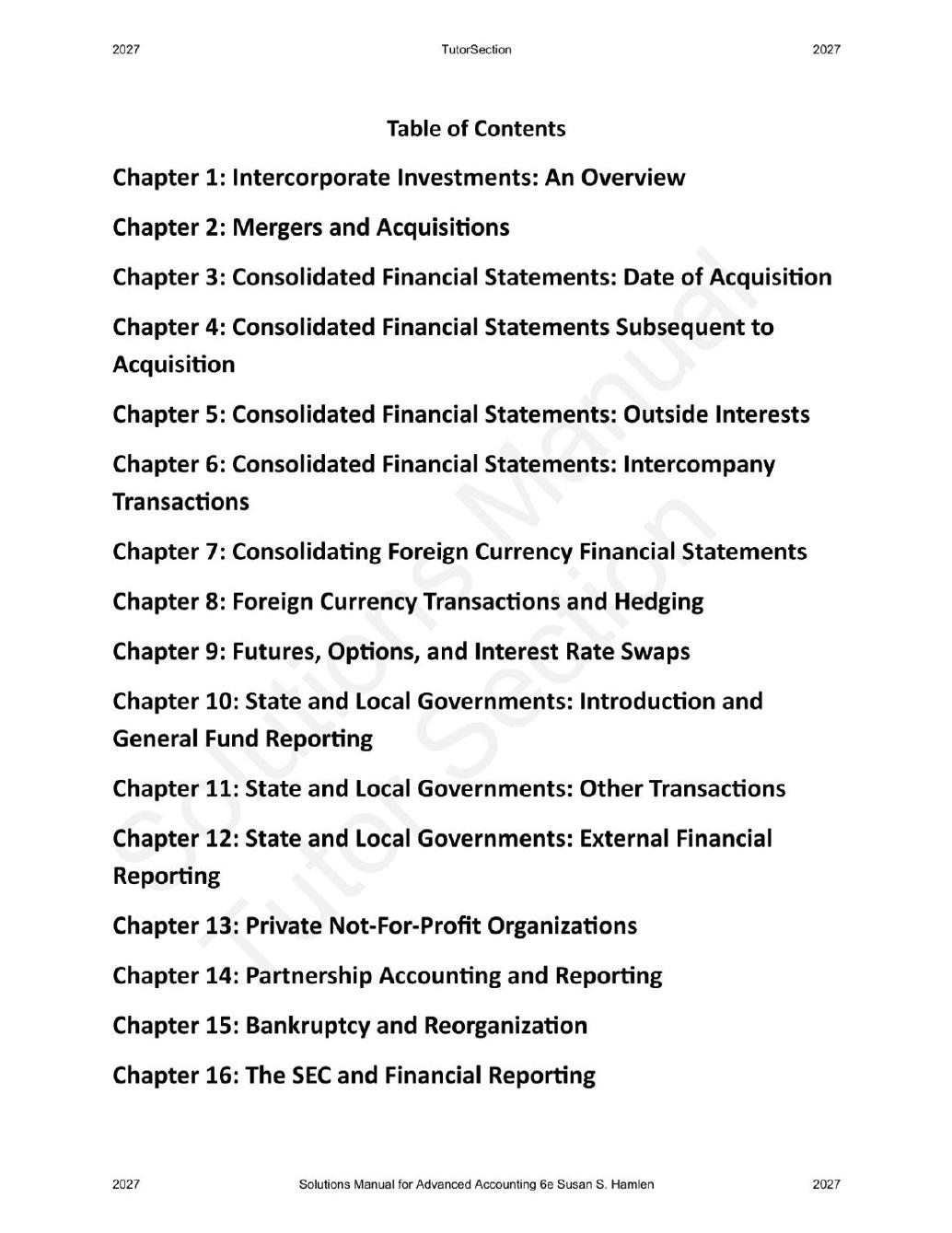 Preview page 2 of Advanced Accounting 6th Edition By Susan S. Hamlen | Solutions Manual