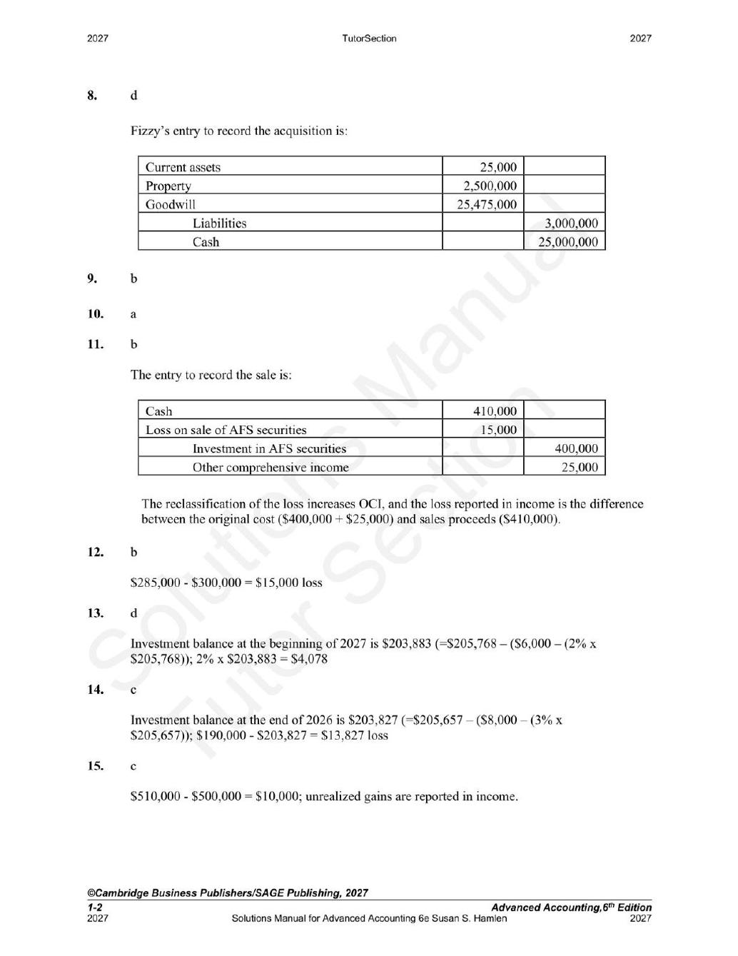 Preview page 4 of Advanced Accounting 6th Edition By Susan S. Hamlen | Solutions Manual