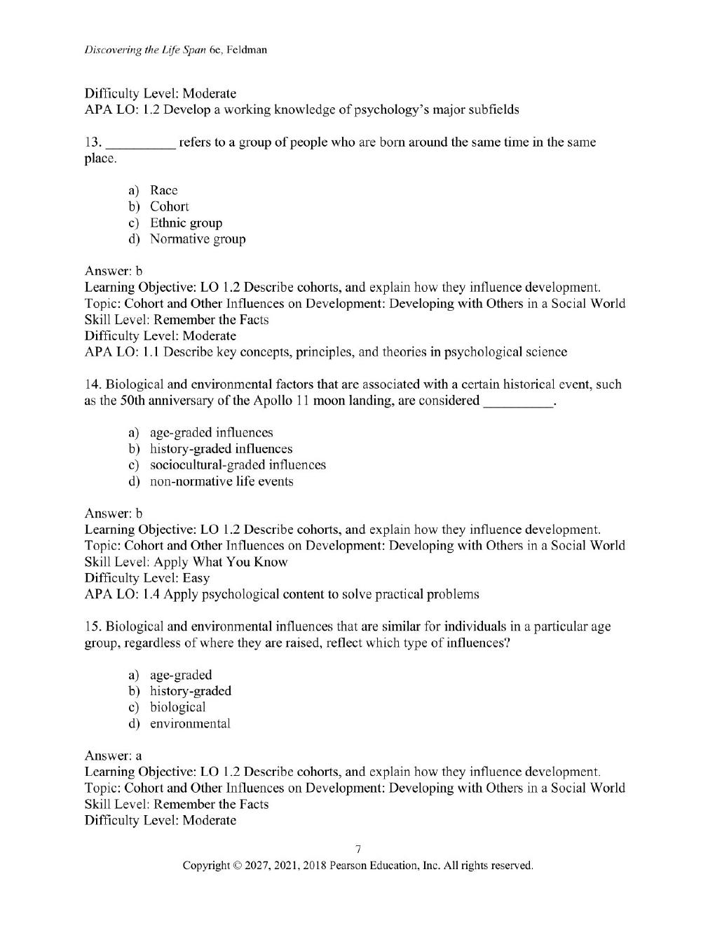 Preview page 9 of Discovering the Life Span 6th Edition By Robert Feldman | Test Bank