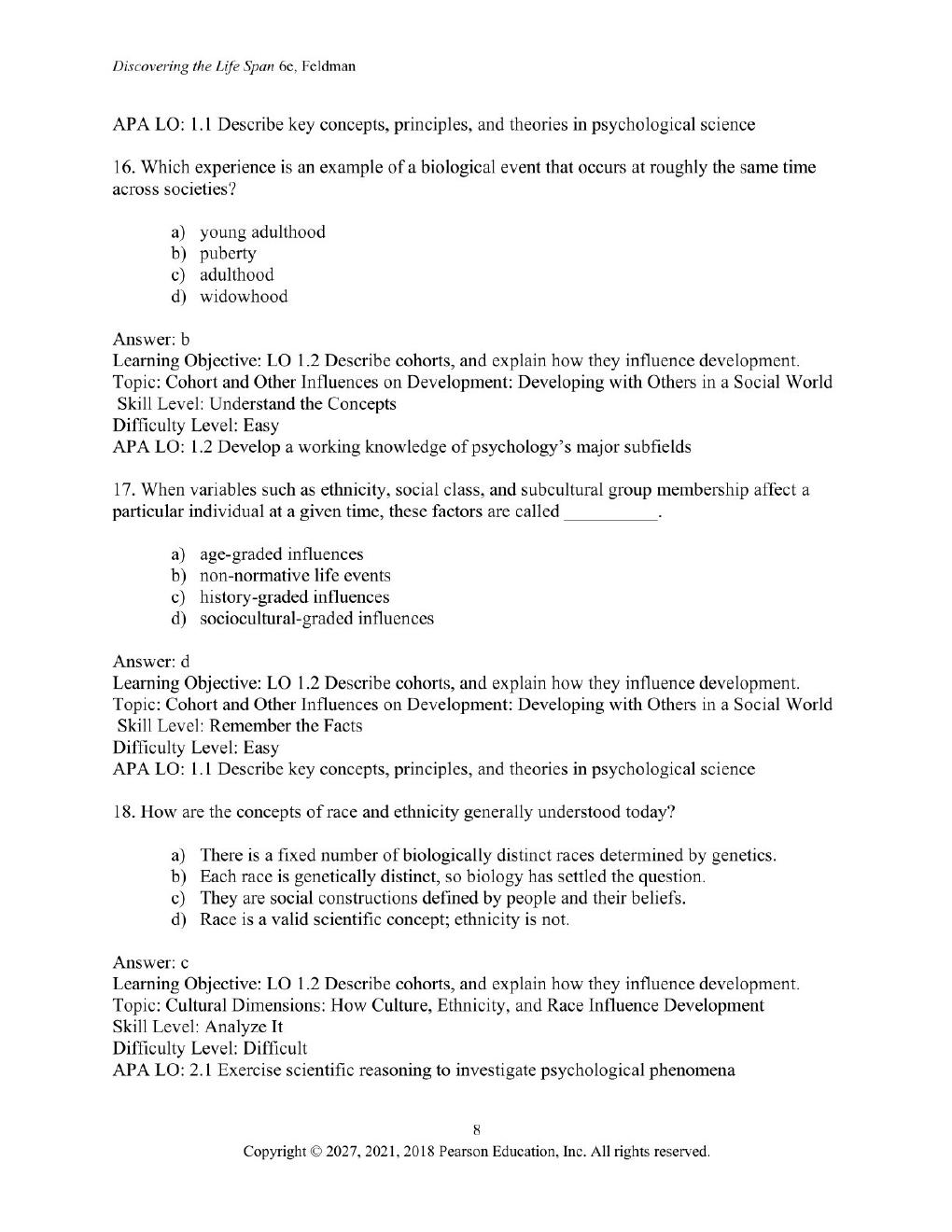 Preview page 10 of Discovering the Life Span 6th Edition By Robert Feldman | Test Bank