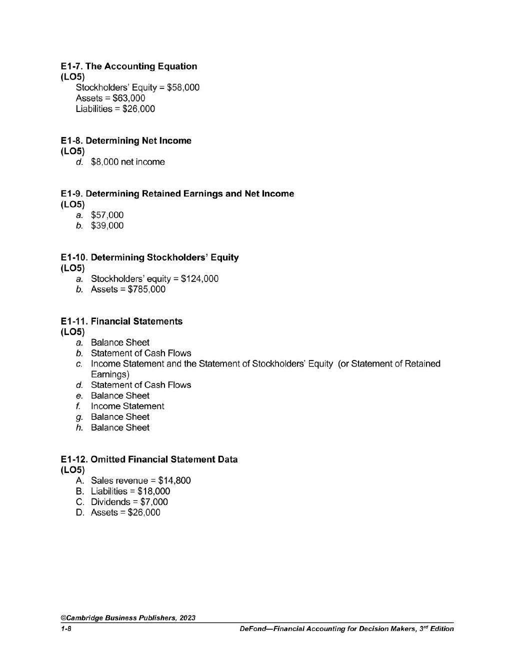 Preview page 9 of Financial Accounting for Decision Makers 3rd Edition By Mark DeFond | Solutions Manual
