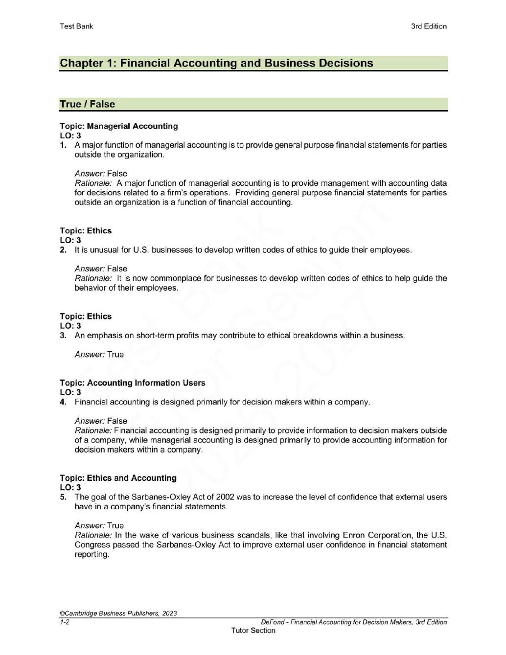 Preview page 4 of Financial Accounting for Decision Makers 3rd Edition By Mark DeFond | Test Bank