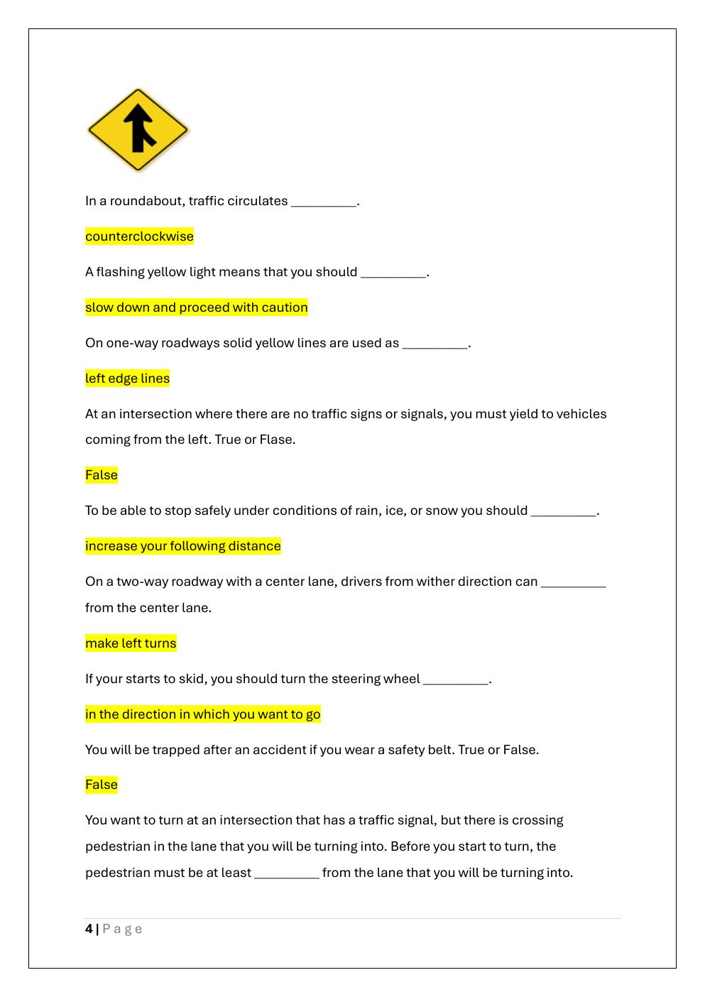 Preview page 4 of OREGON Driver’s permit test /Oregon driver’s  licence Exam Prep