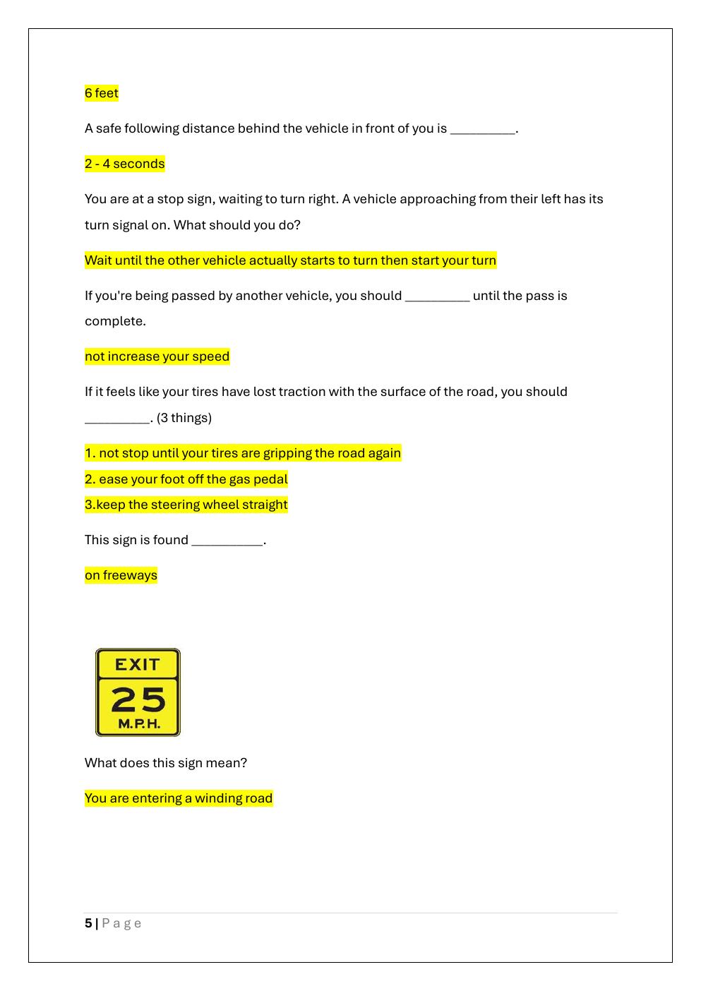 Preview page 5 of OREGON Driver’s permit test /Oregon driver’s  licence Exam Prep