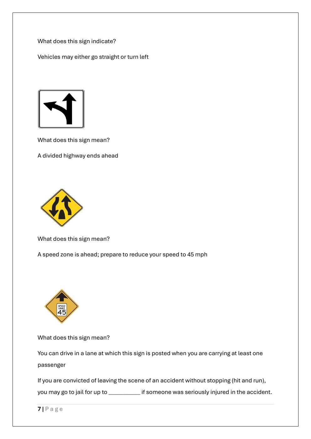 Preview page 7 of OREGON Driver’s permit test /Oregon driver’s  licence Exam Prep