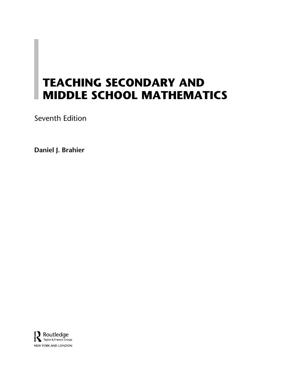 Preview page 4 of PDF(ebook) Teaching Secondary and Middle School Mathematics, By Daniel J. Brahier,7e