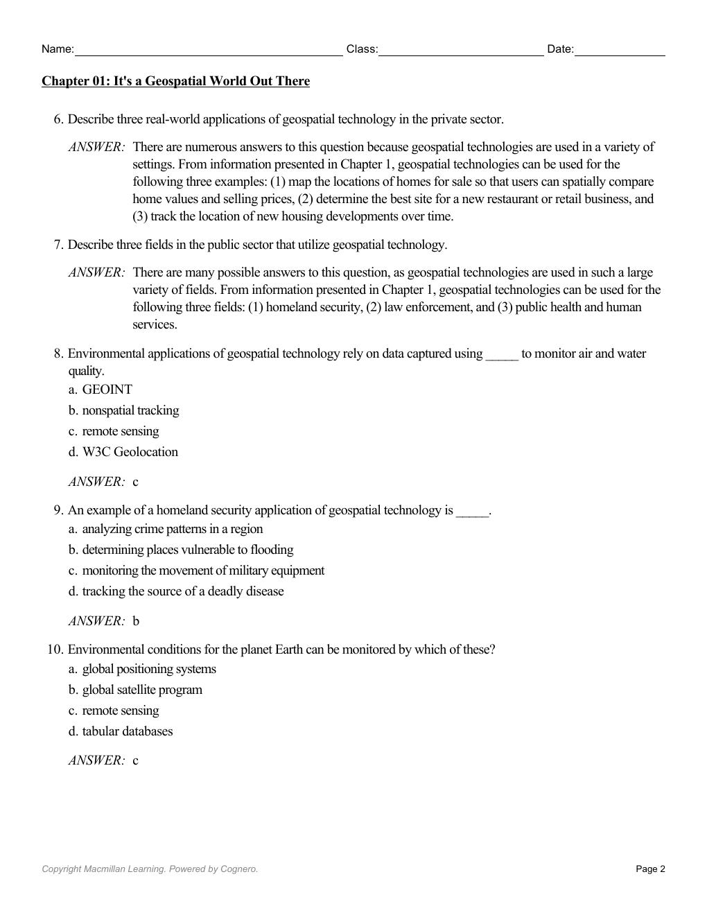 Preview page 4 of Introduction to Geospatial Technology 6th Edition By Bradley Shellito | Test Bank