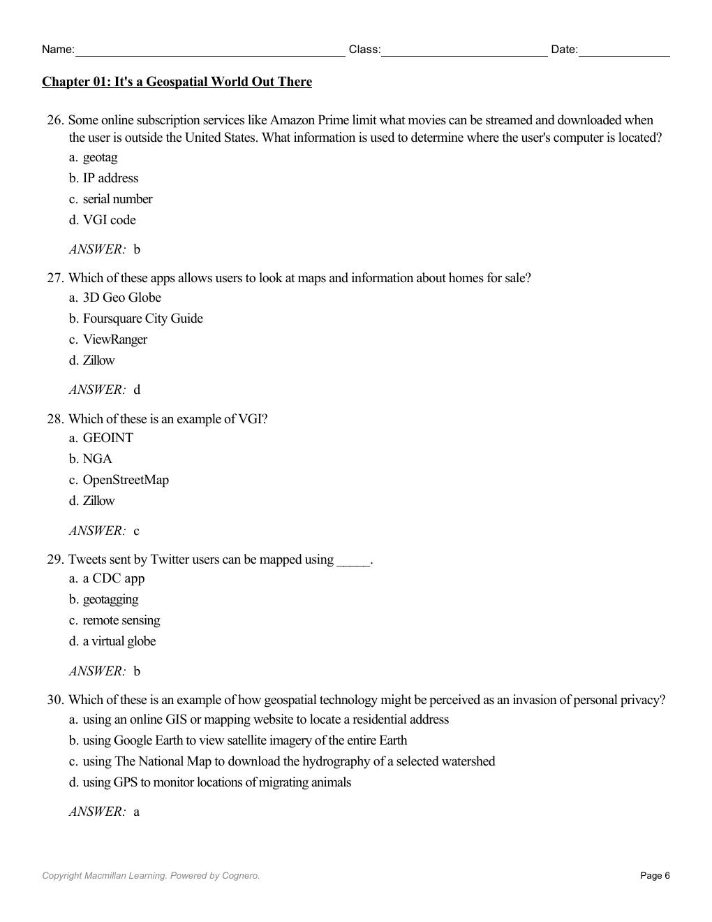 Preview page 8 of Introduction to Geospatial Technology 6th Edition By Bradley Shellito | Test Bank
