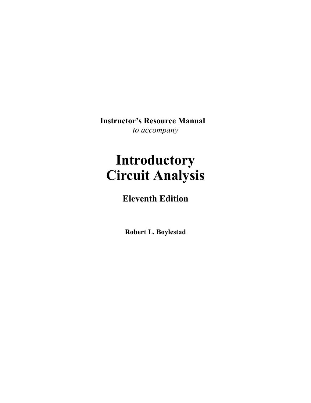 Preview page 2 of Introductory Circuite Analysis 11th Edition By Robert L. Boylestad | Instructor Manual