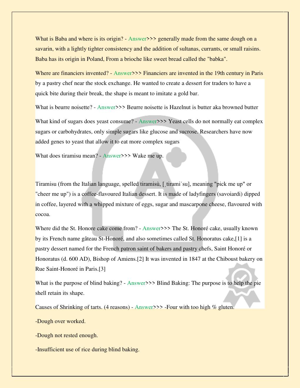 Preview page 3 of LE CORDON BLEU BASIC PASTRY EXAM COMPLETE 2026 ALL STUDY QUESTIONS WITH VERIFIED ANSWERS GUARANTEED PASS | GRADED A+