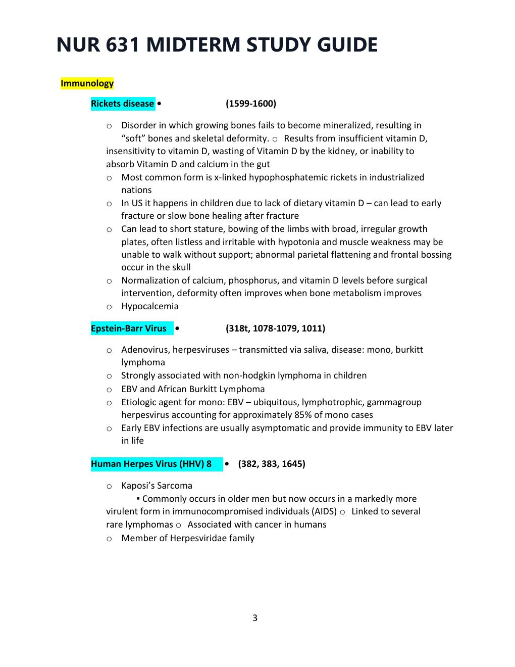Preview page 3 of NUR 631 MIDTERM STUDY GUIDE