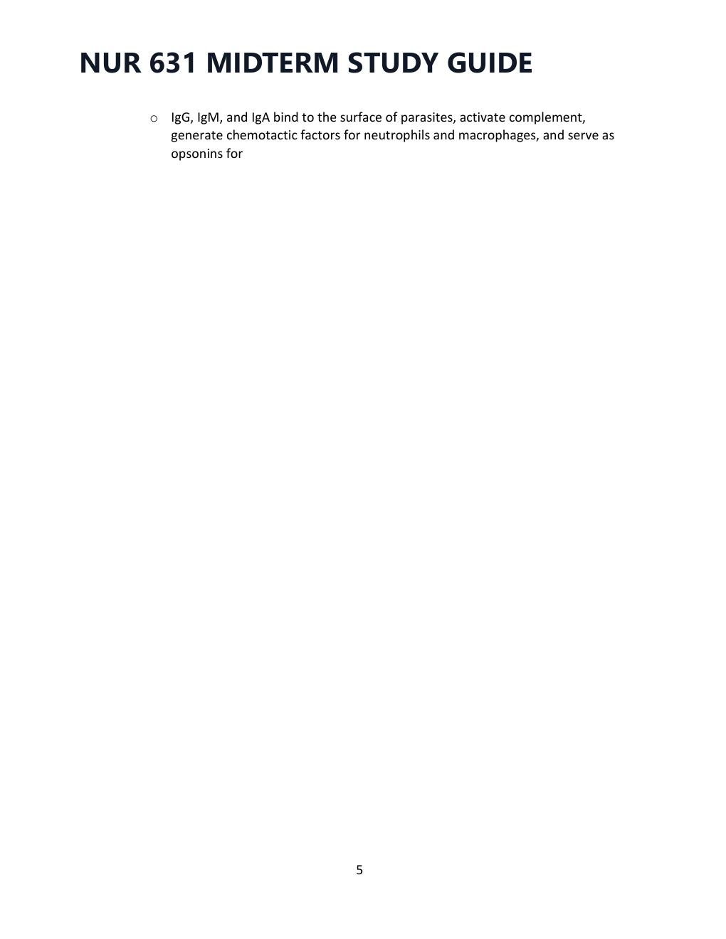 Preview page 5 of NUR 631 MIDTERM STUDY GUIDE