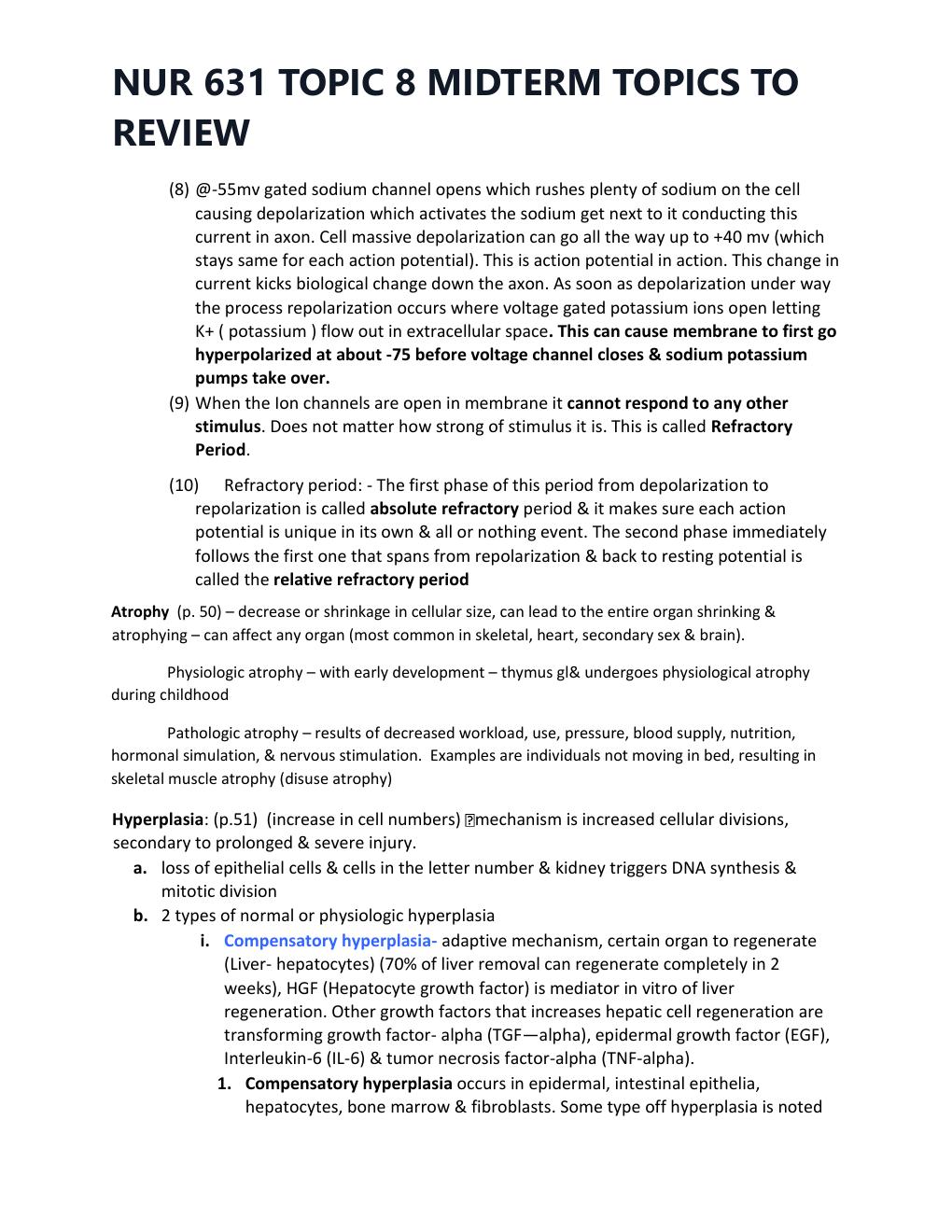Preview page 2 of NUR 631 TOPIC 8 MIDTERM TOPICS TO REVIEW