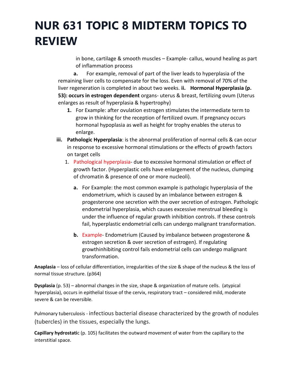 Preview page 3 of NUR 631 TOPIC 8 MIDTERM TOPICS TO REVIEW