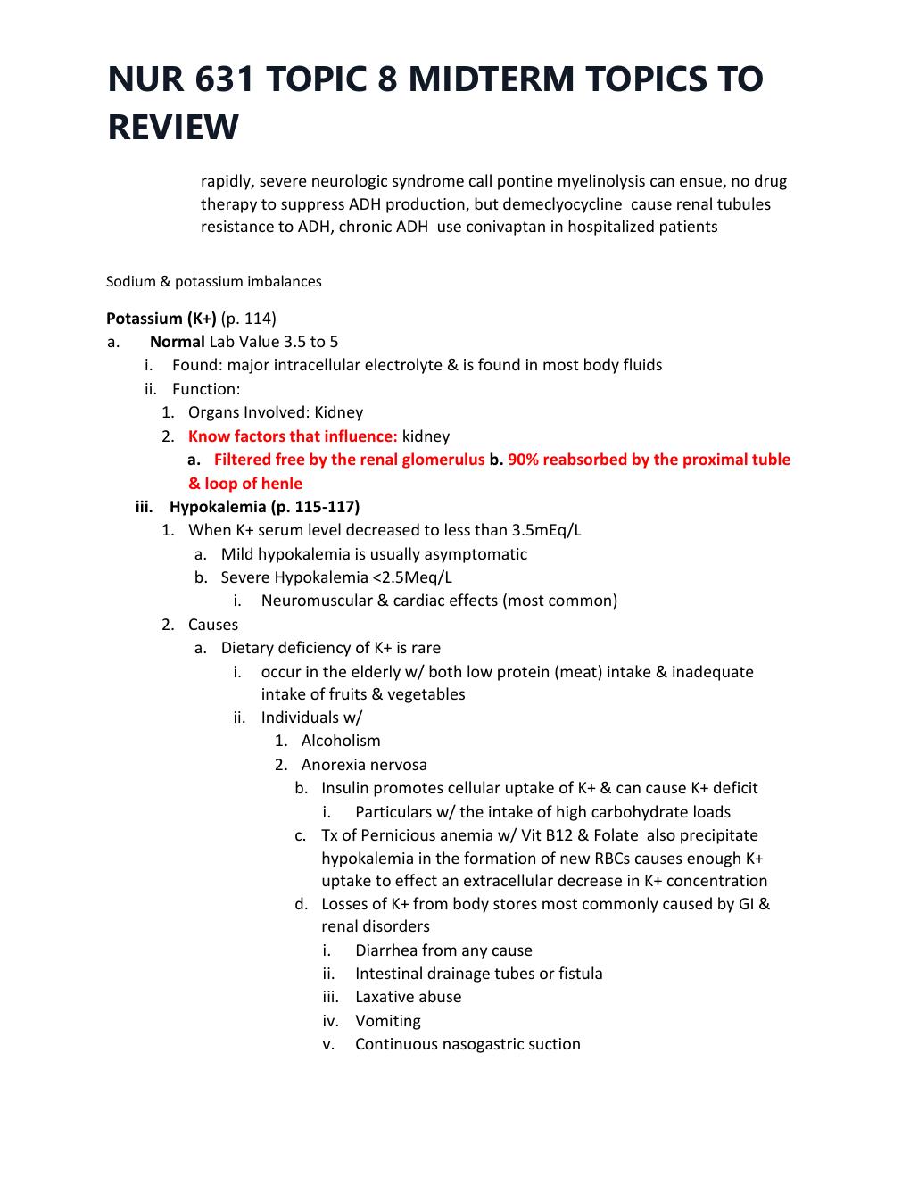 Preview page 5 of NUR 631 TOPIC 8 MIDTERM TOPICS TO REVIEW