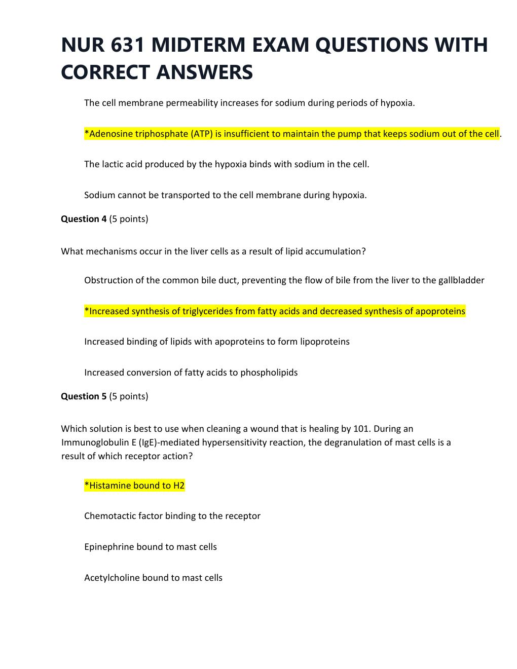 Preview page 2 of NUR 631 MIDTERM EXAM QUESTIONS WITH CORRECT ANSWERS