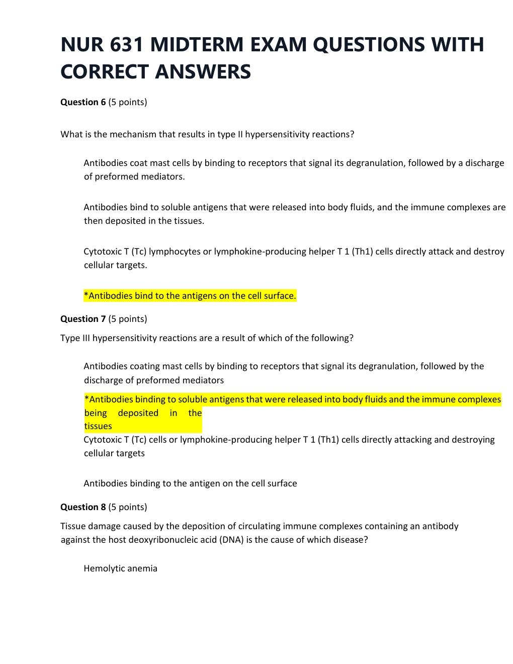 Preview page 3 of NUR 631 MIDTERM EXAM QUESTIONS WITH CORRECT ANSWERS