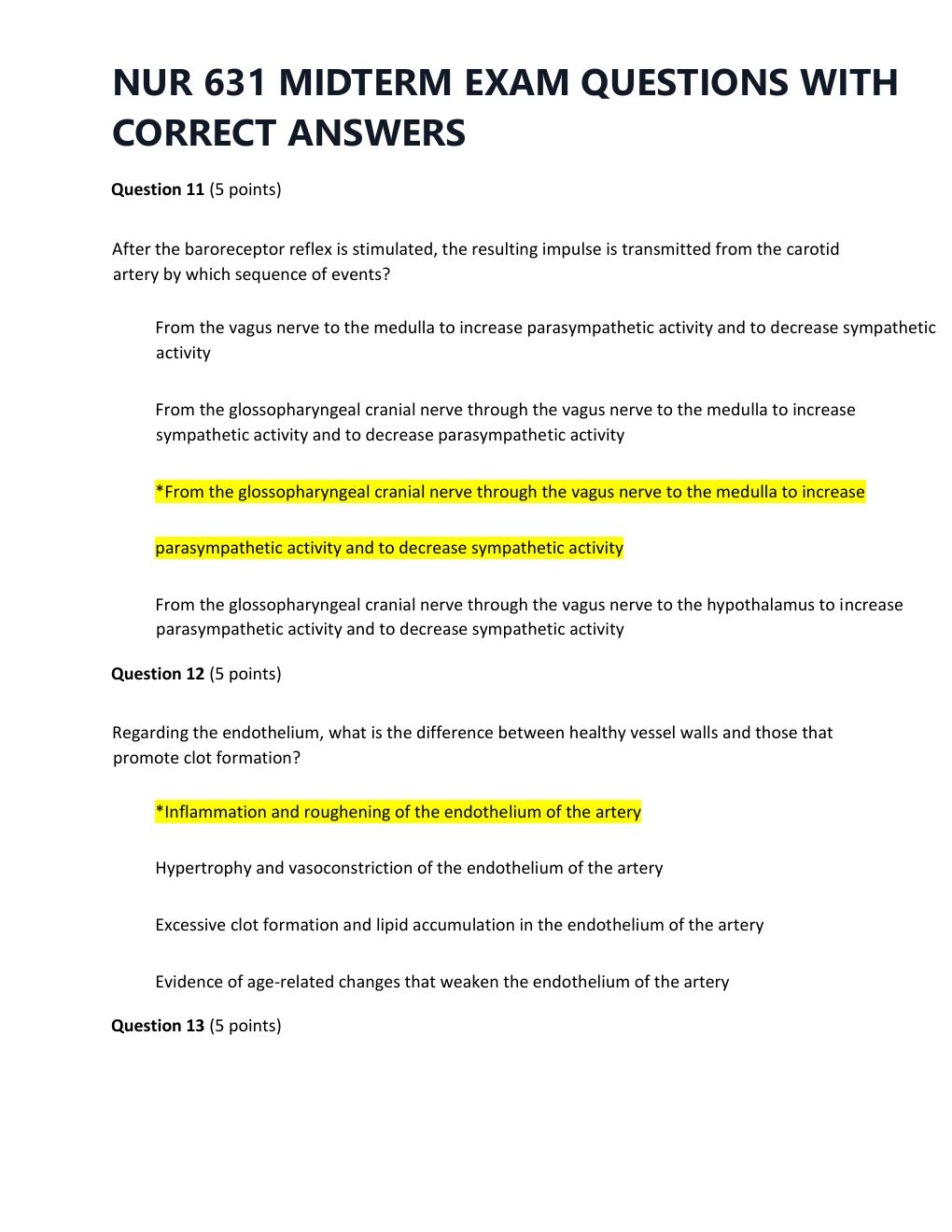 Preview page 5 of NUR 631 MIDTERM EXAM QUESTIONS WITH CORRECT ANSWERS