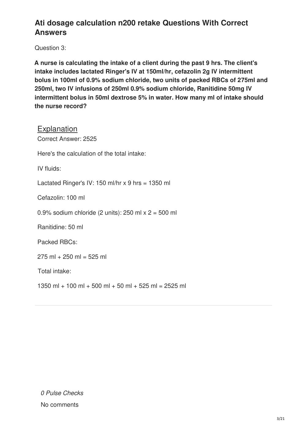 Preview page 3 of Ati dosage calculation n200 retake Questions With Correct Answers