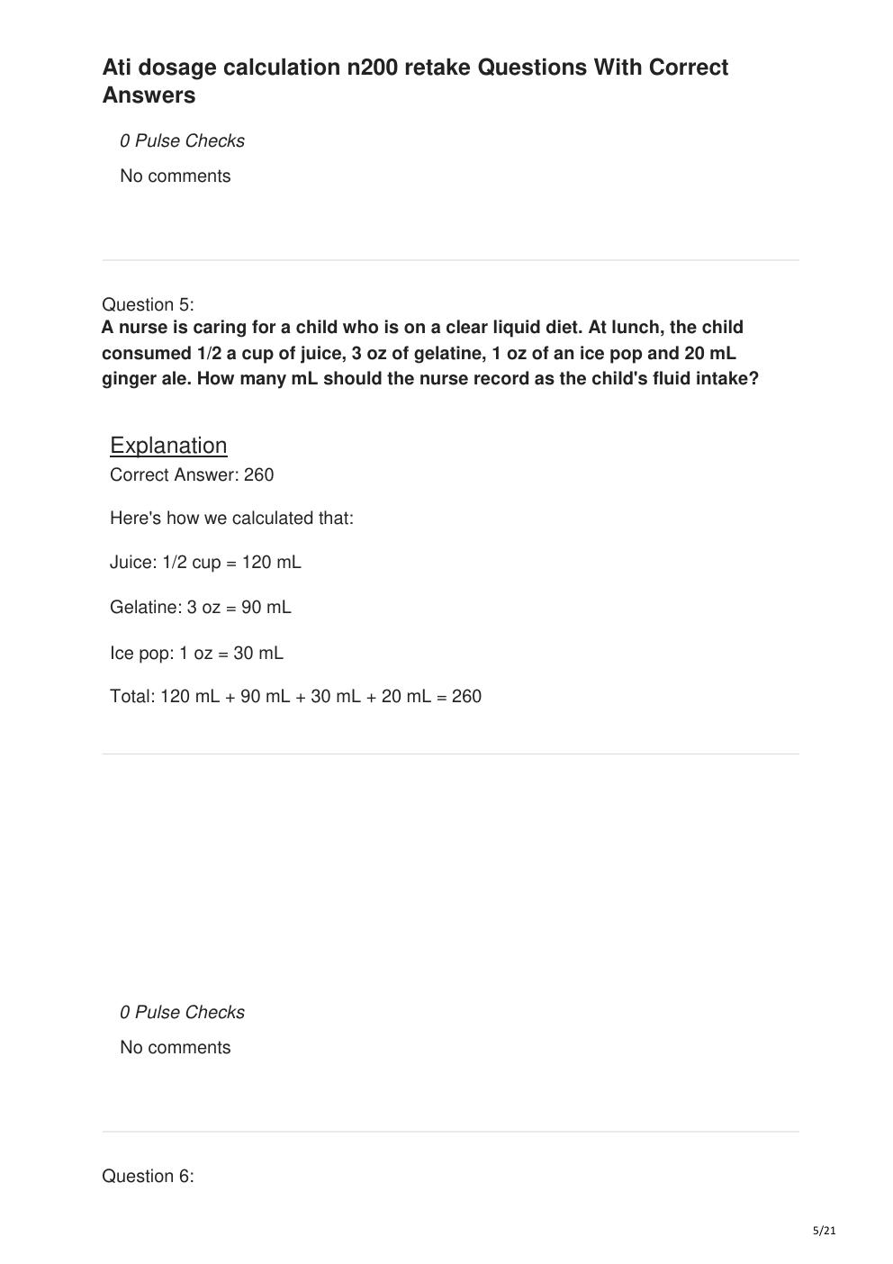 Preview page 5 of Ati dosage calculation n200 retake Questions With Correct Answers