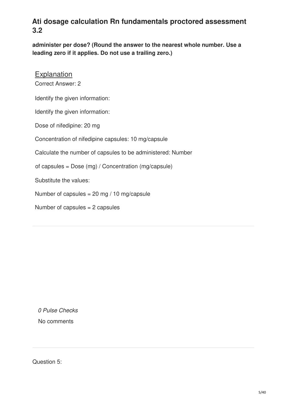 Preview page 5 of Ati dosage calculation Rn fundamentals proctored assessment 3.2