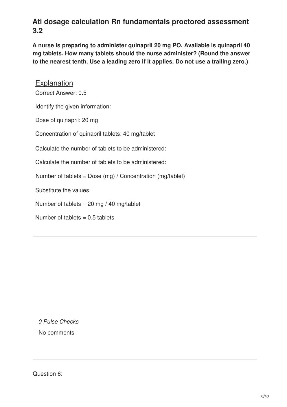 Preview page 6 of Ati dosage calculation Rn fundamentals proctored assessment 3.2