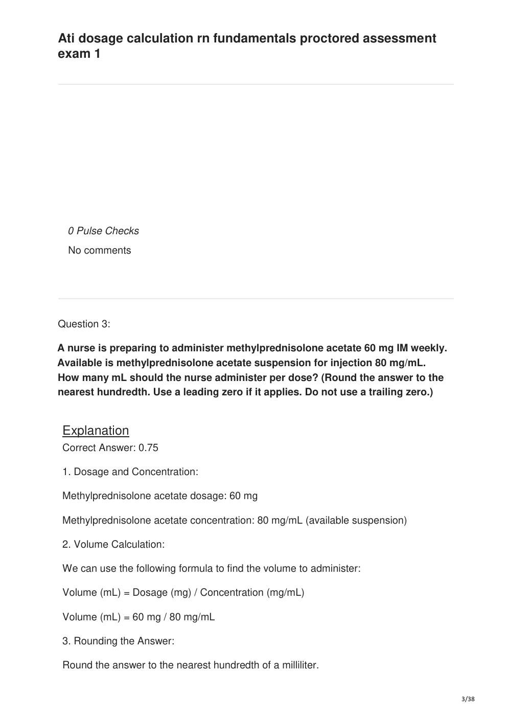 Preview page 3 of Ati dosage calculation rn fundamentals proctored assessment exam 1