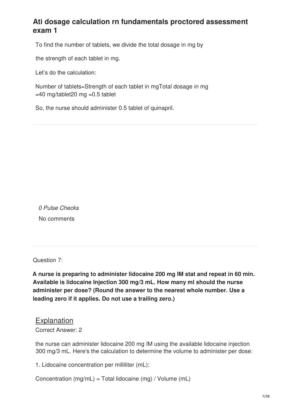 Preview page 7 of Ati dosage calculation rn fundamentals proctored assessment exam 1