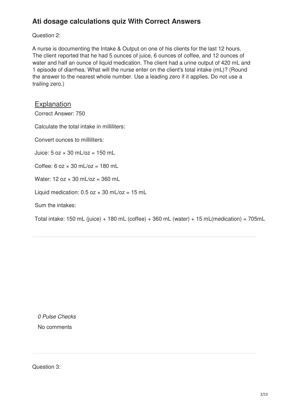Preview page 2 of Ati dosage calculations quiz With Correct Answers