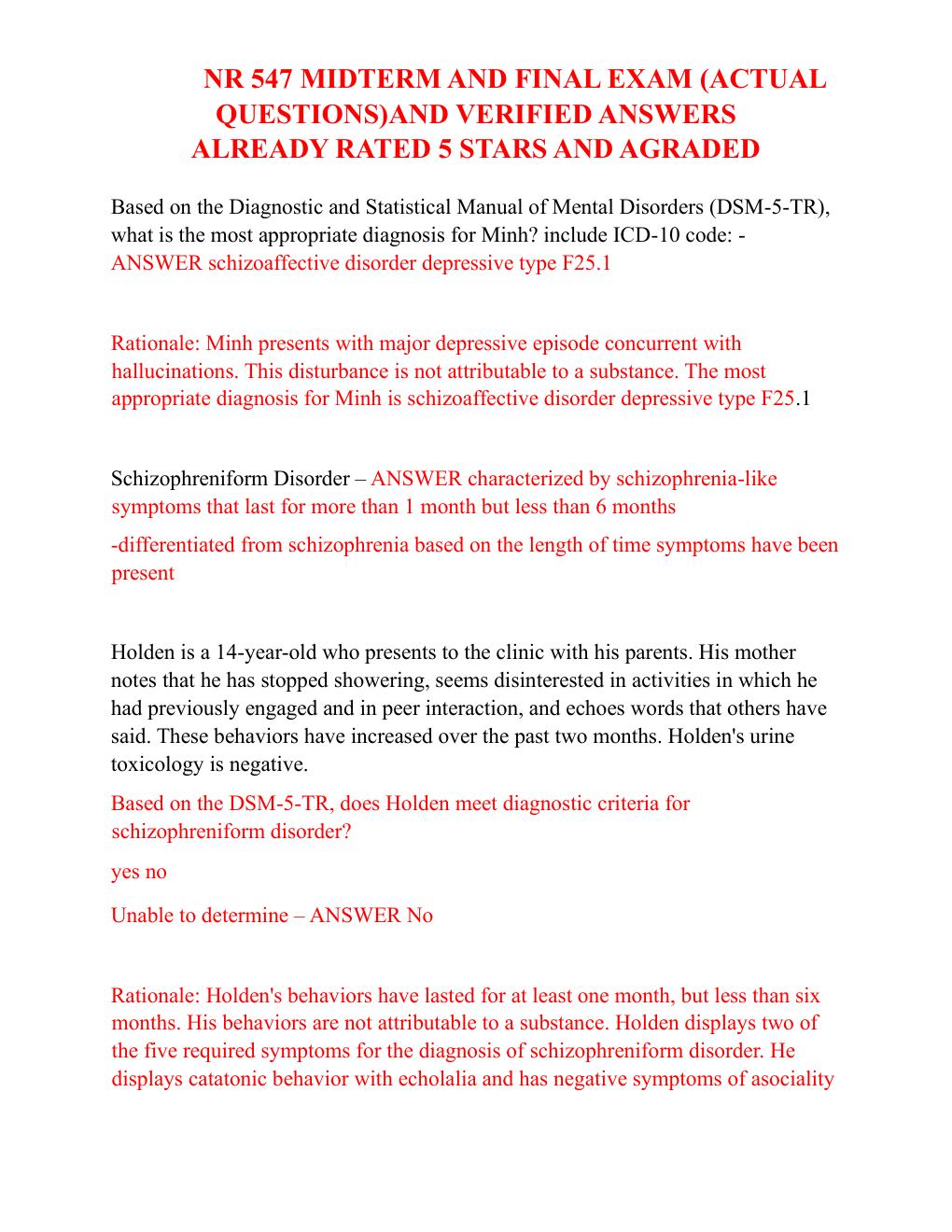 Preview page 2 of NR 547 MIDTERM AND FINAL EXAM (ACTUAL
