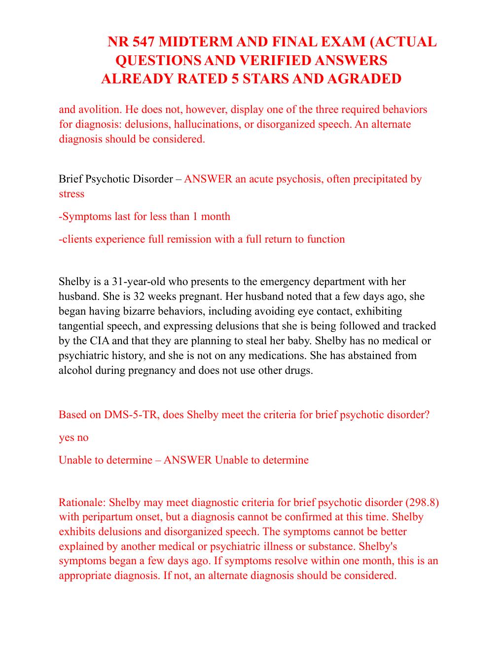 Preview page 3 of NR 547 MIDTERM AND FINAL EXAM (ACTUAL