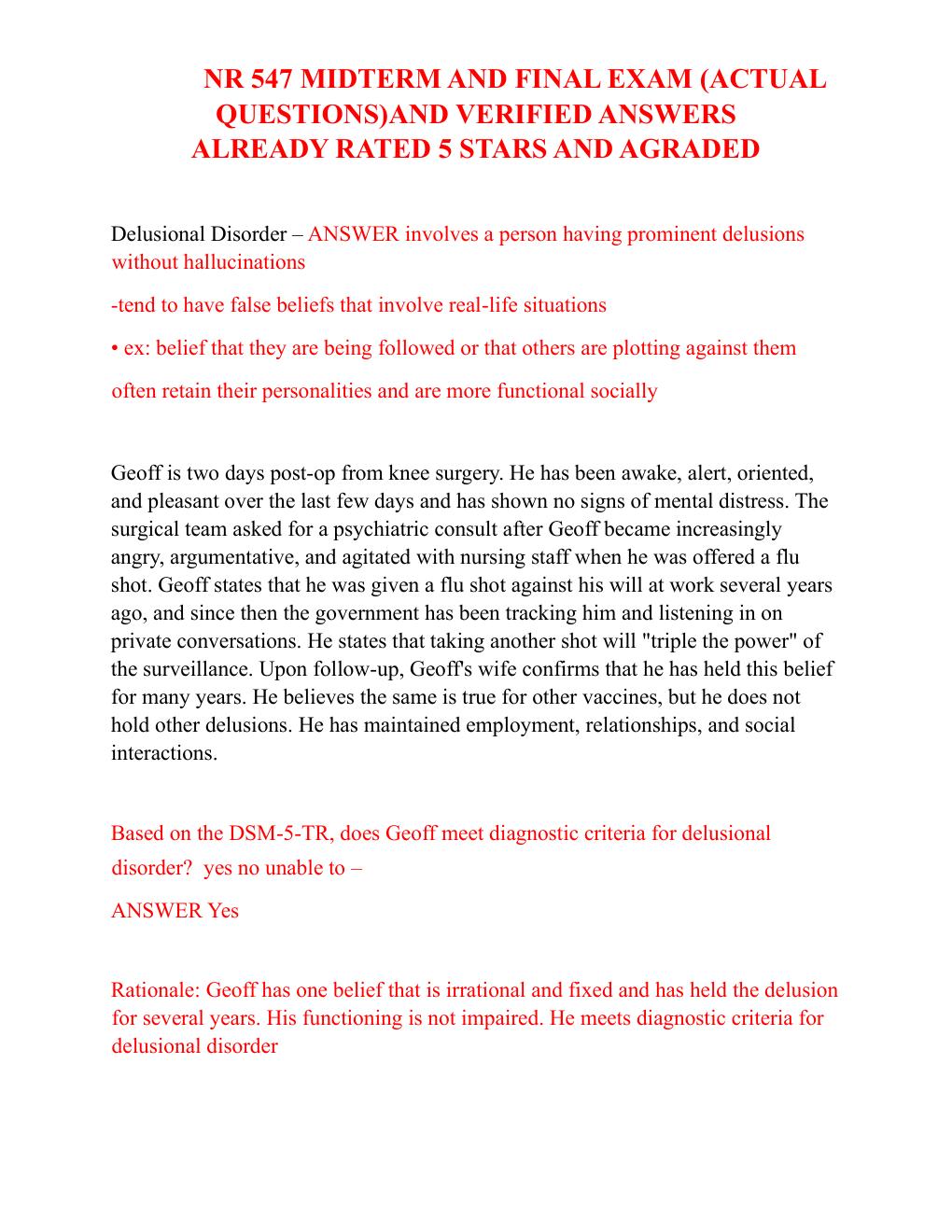 Preview page 4 of NR 547 MIDTERM AND FINAL EXAM (ACTUAL